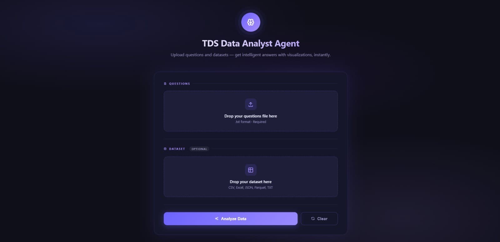 Data Analyst Agent application screenshot